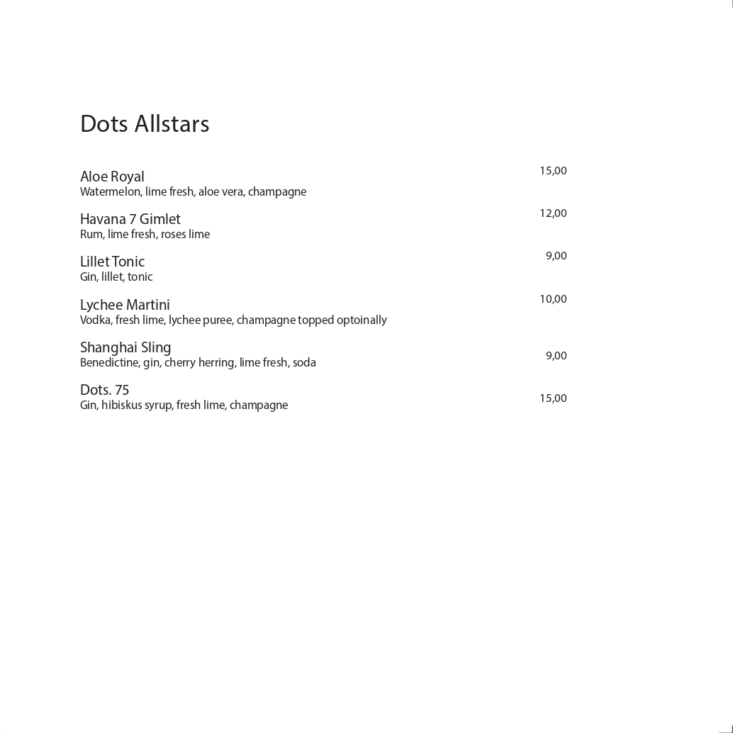 Dots 1060 – Dessert Menu