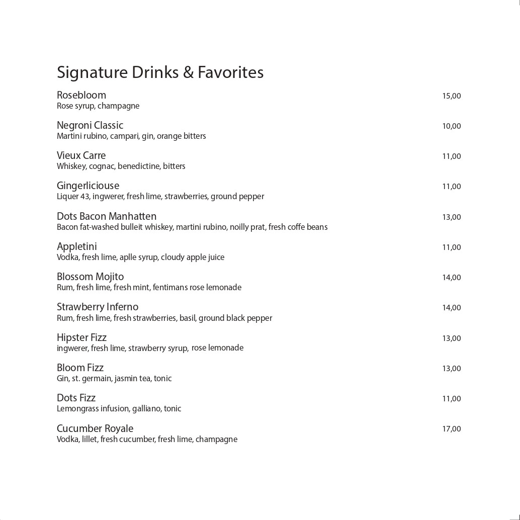 Dots 1060 – Dessert Menu