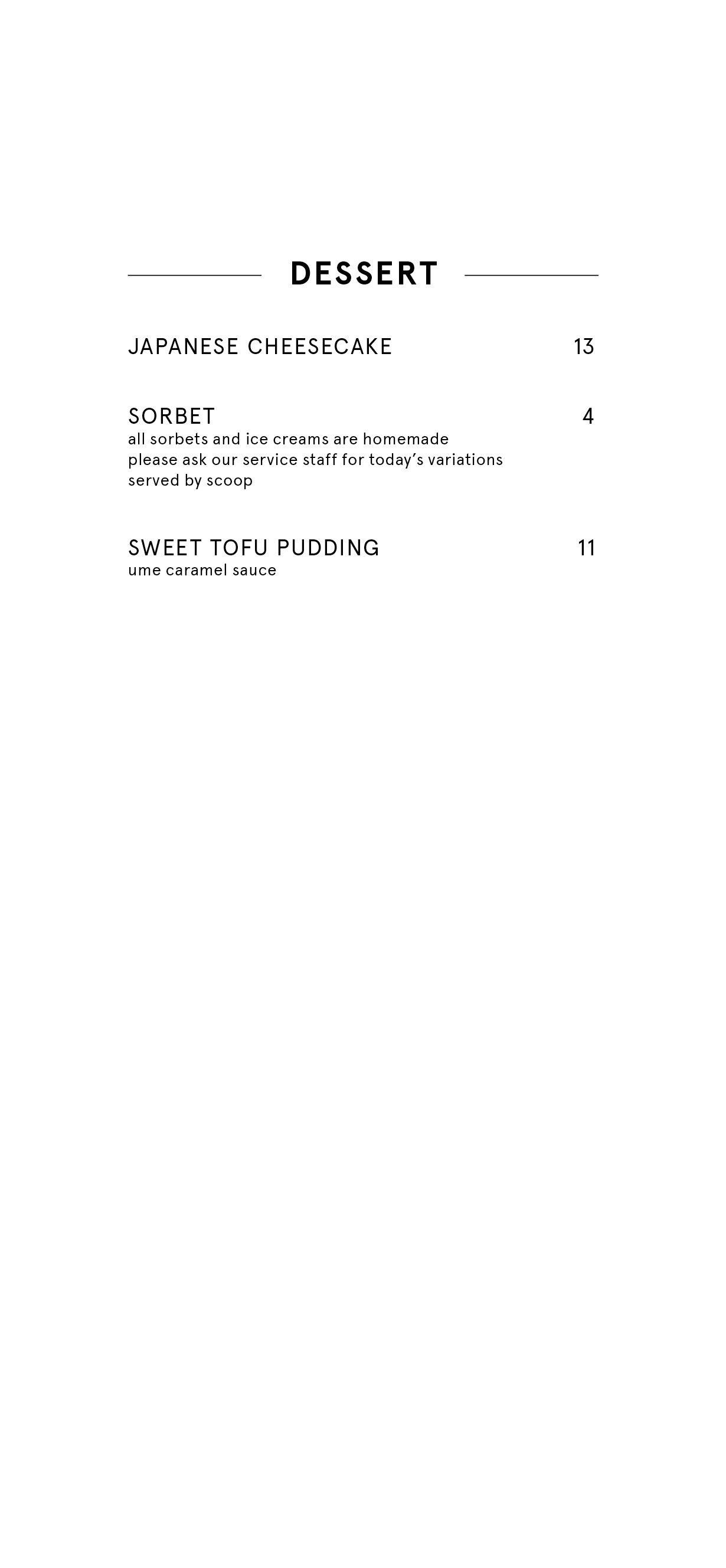 Dots 1060 – Dessert Menu