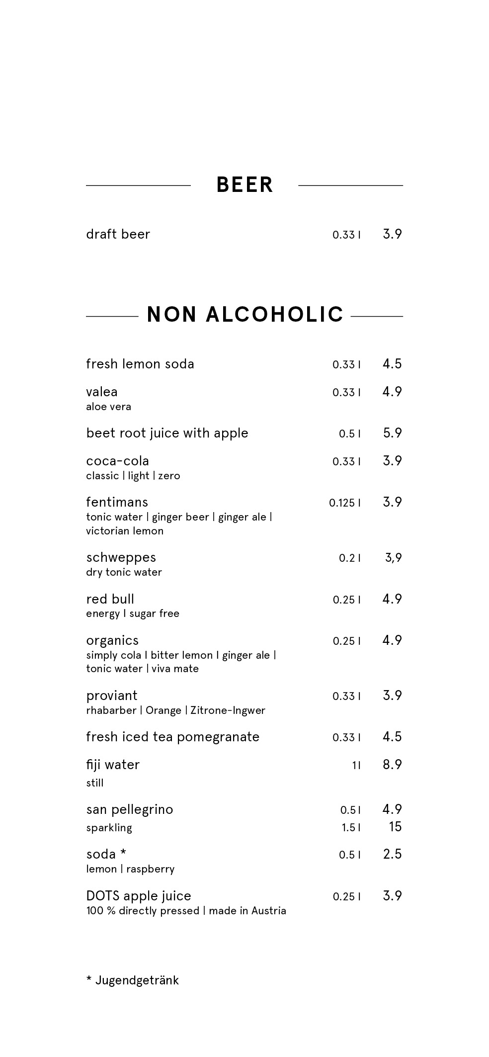 Dots 1060 – Drinks Menu