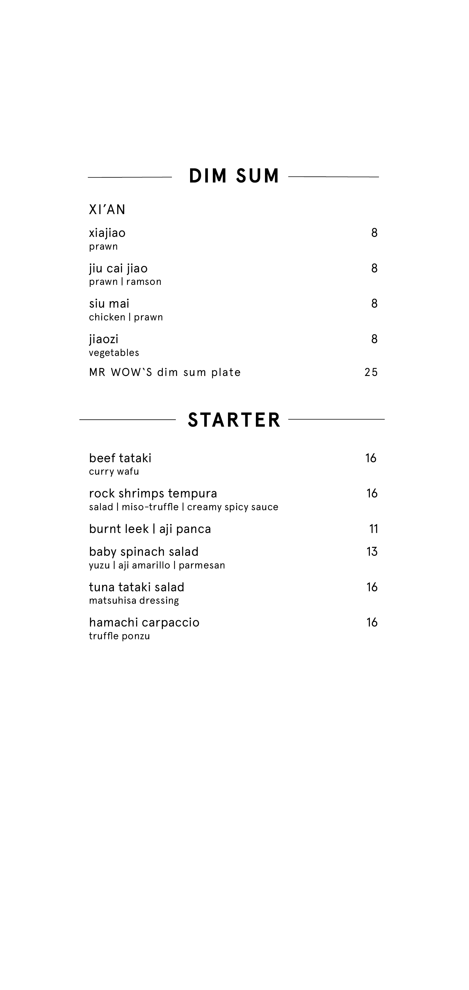 Dots 1060 – Food Menu