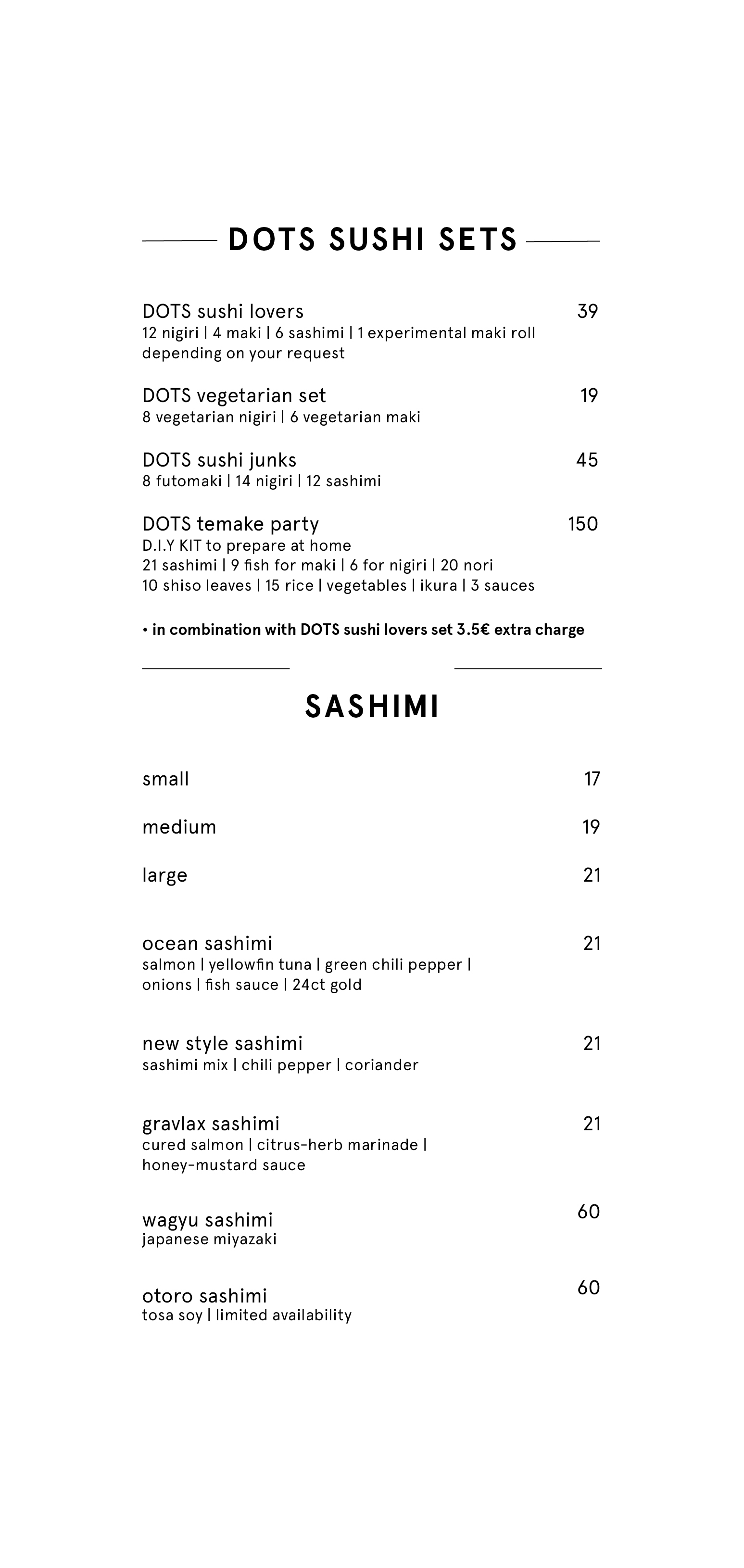 Dots 1060 – Food Menu