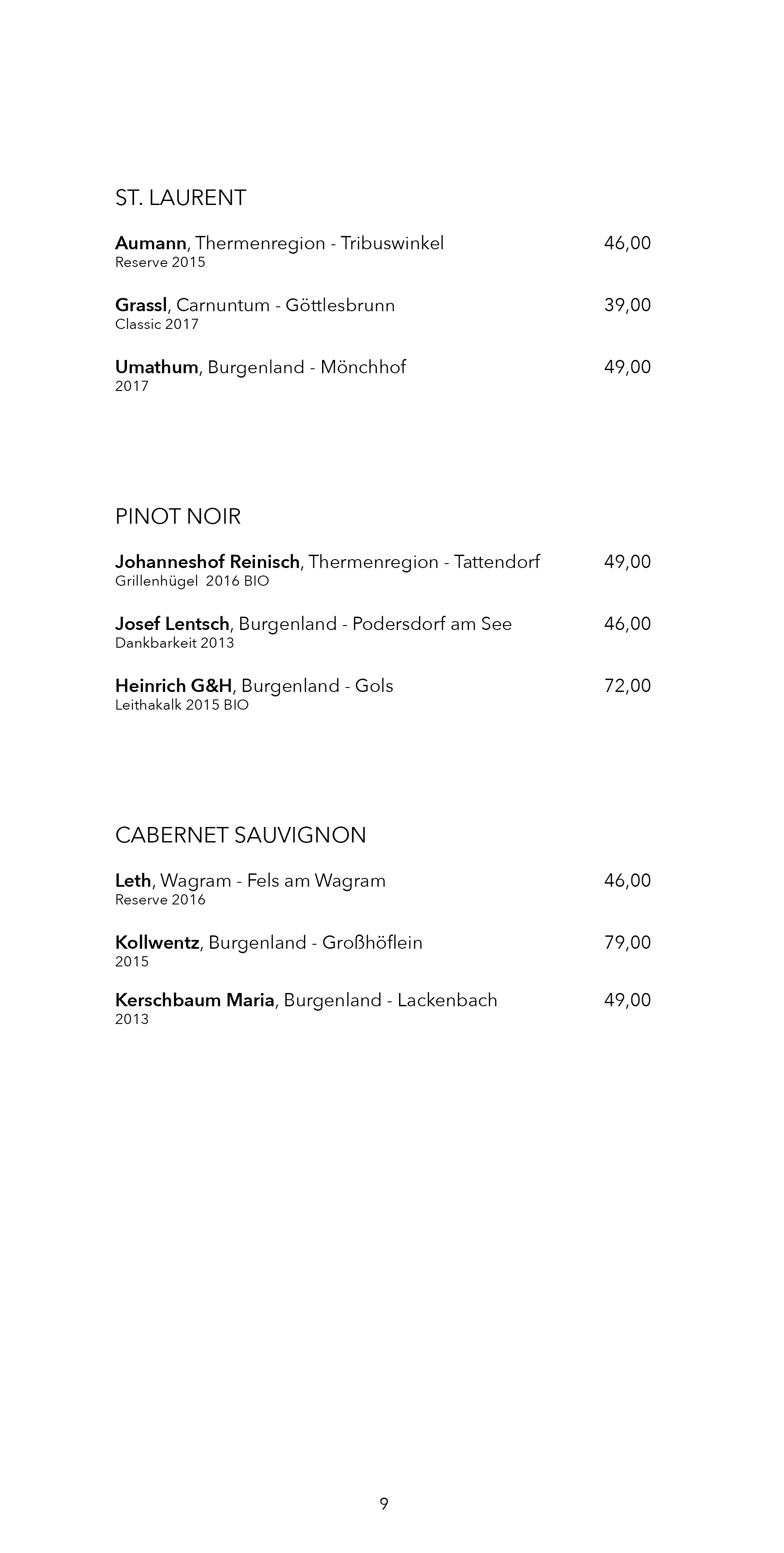 Dots 1060 – Wine Menu