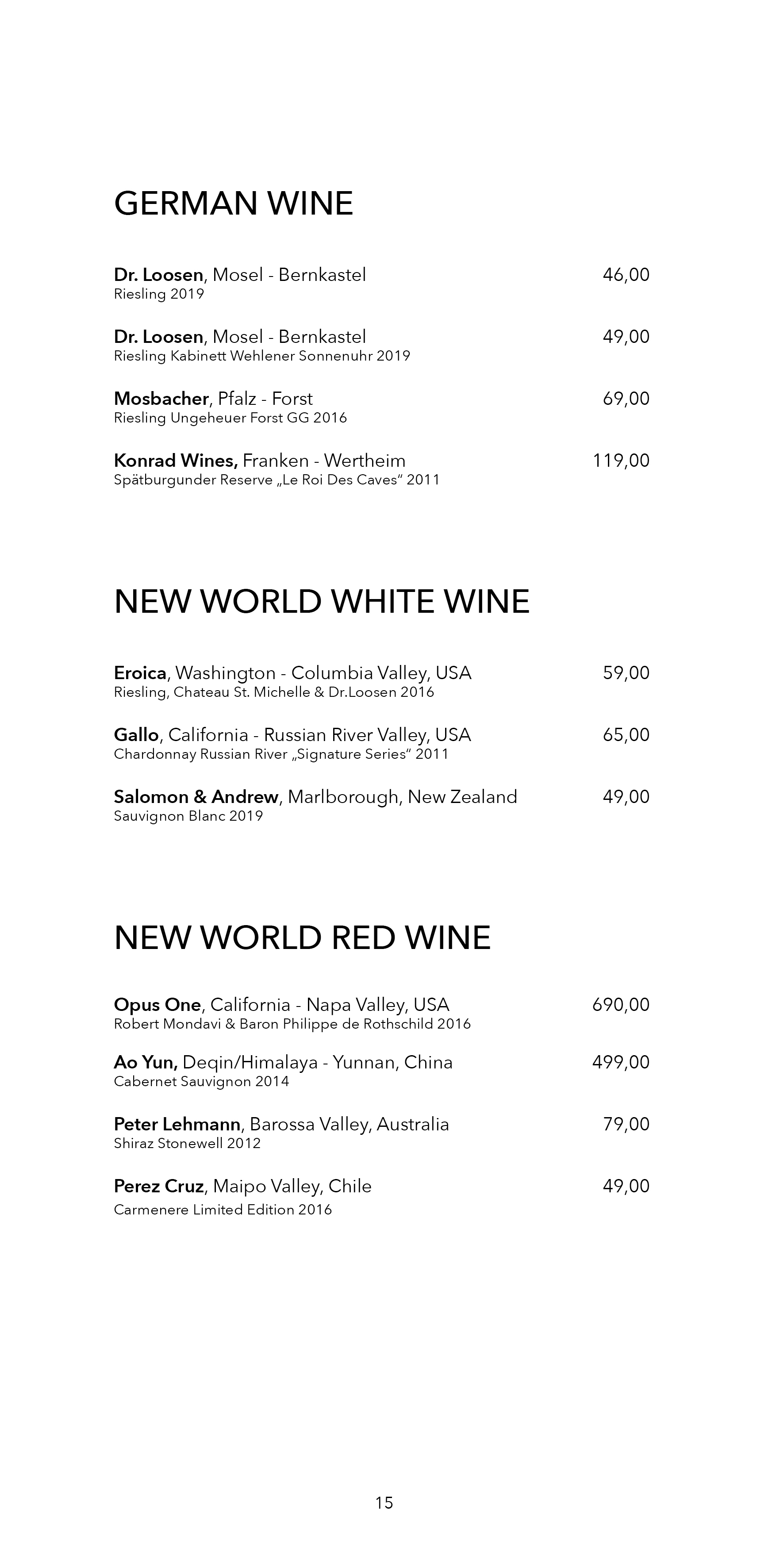 Dots 1060 – Wine Menu