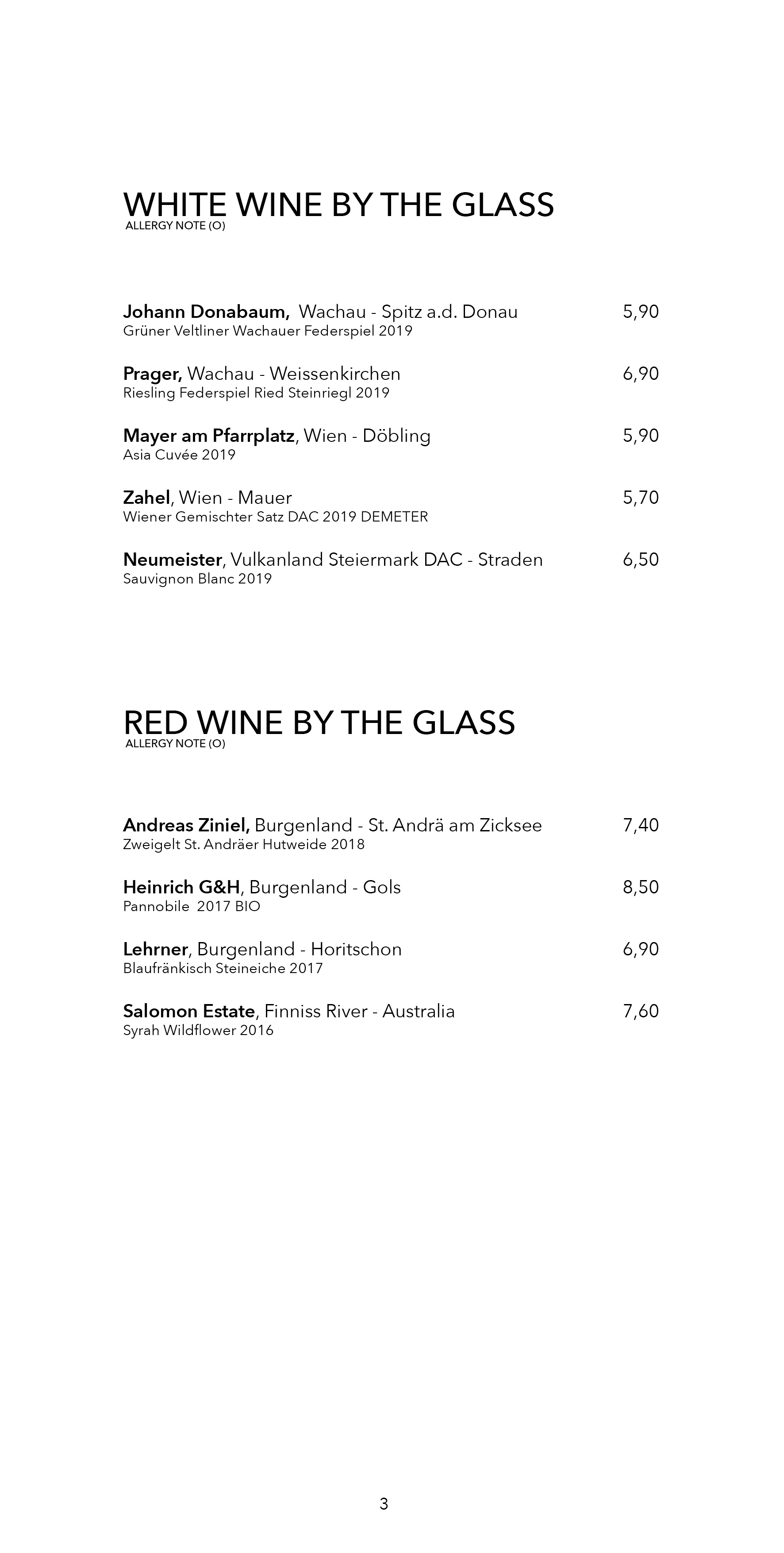 Dots 1060 – Wine Menu