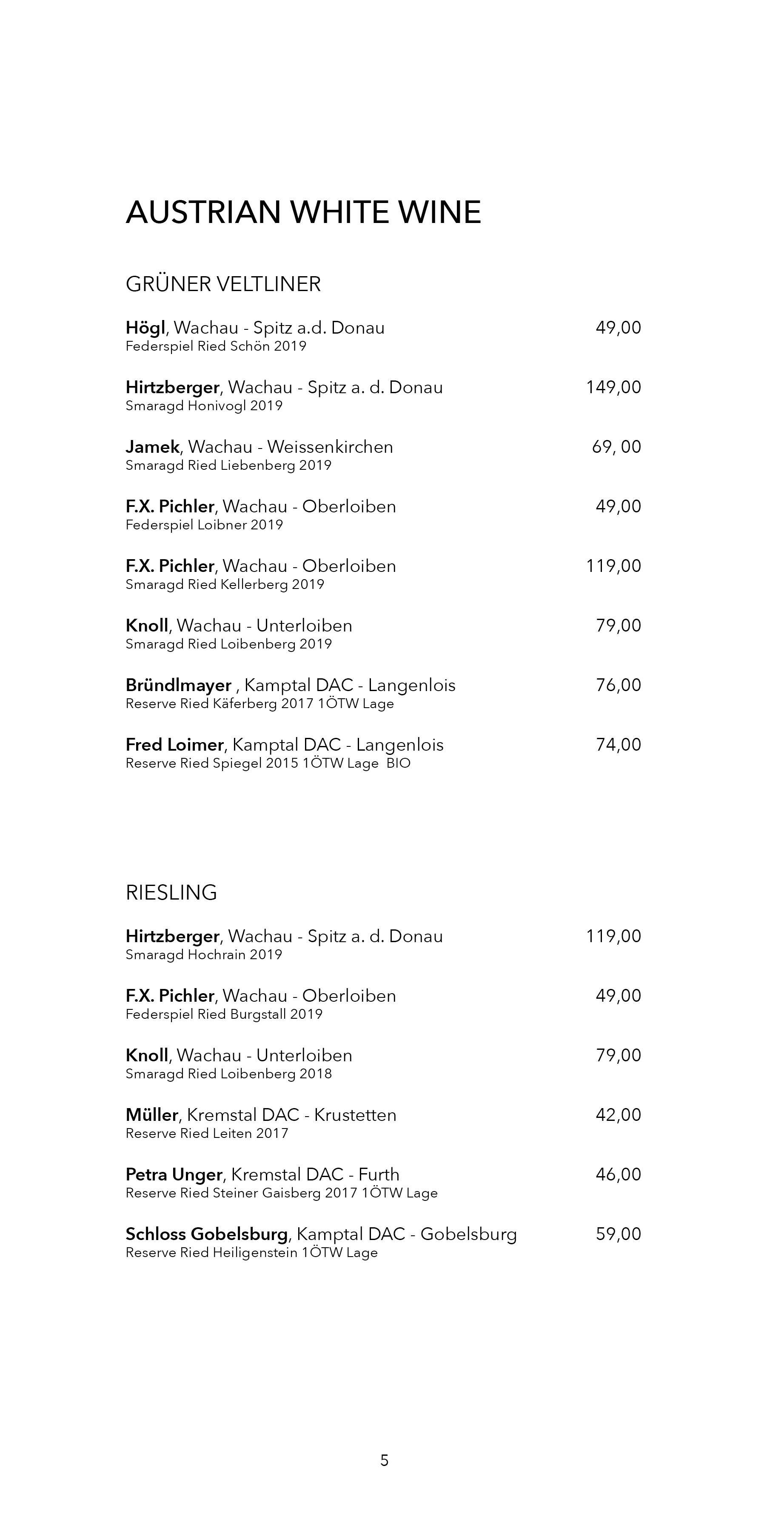 Dots 1060 – Wine Menu