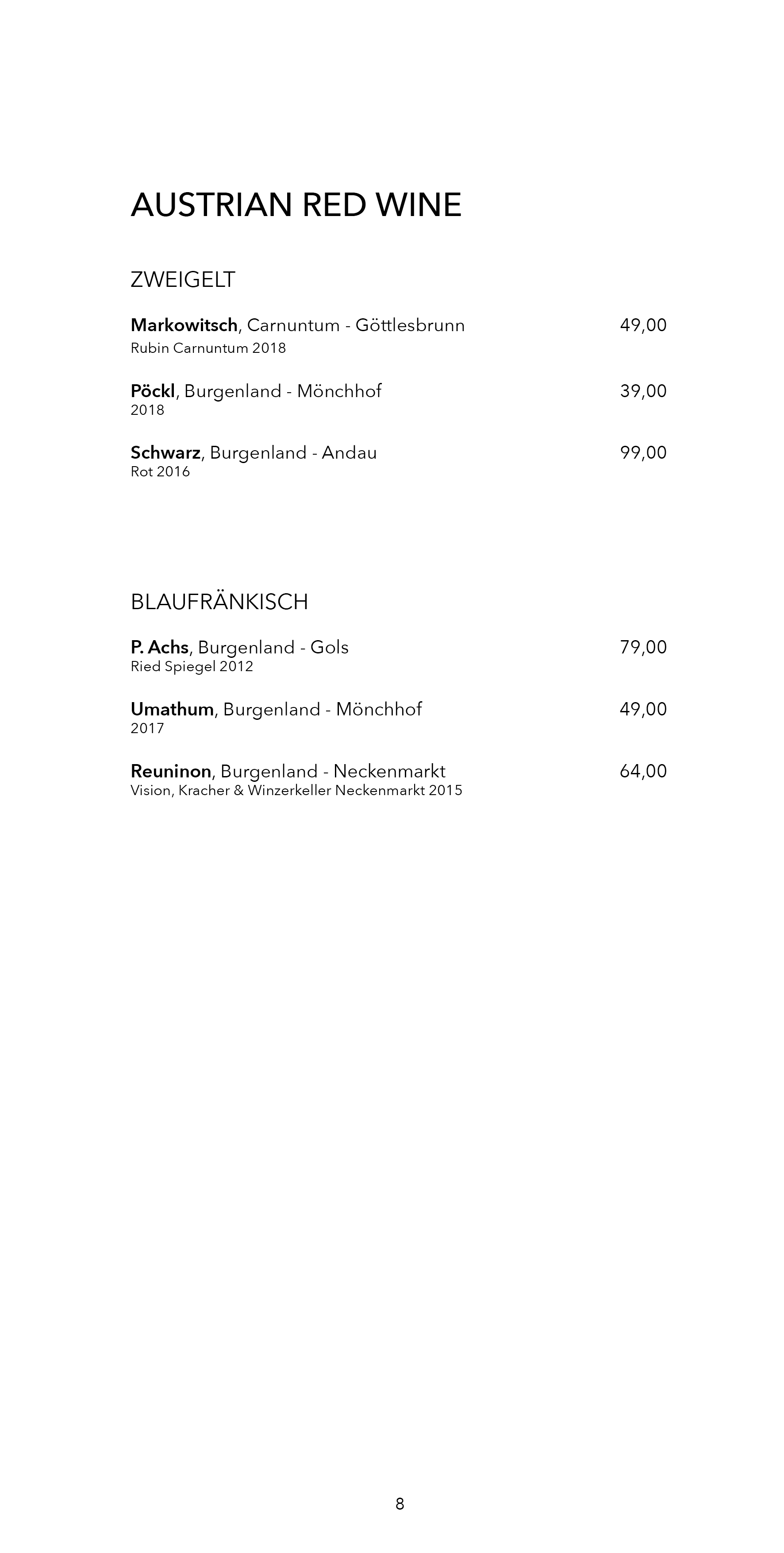 Dots 1060 – Wine Menu